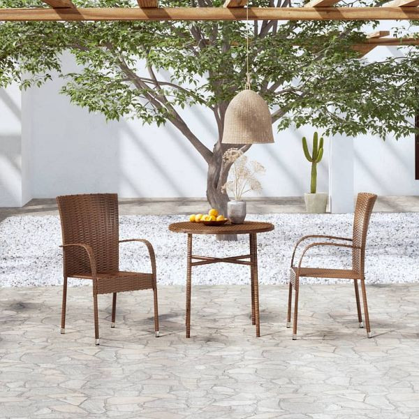 vidaXL 3-teilig Garten-Essgruppe Poly Rattan Braun, 3098027