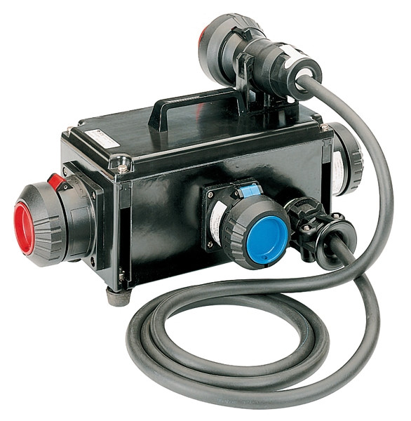 GIFAS EX-Industrieverteiler CEAG, 2m mit 5x2,5mm² u. CEE-Stecker 16A/400V, 1x CEE 16A/400V, 2x CEE 16A/230V, IP66, 248282