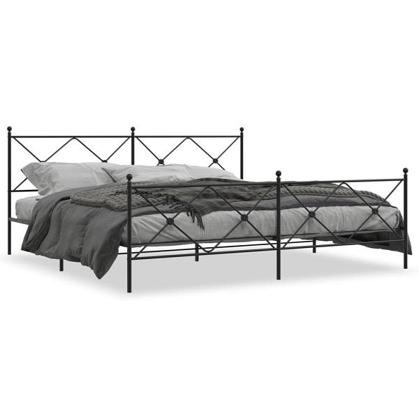 vidaXL Bettgestell mit Kopf- und Fußteil Metall Schwarz 193x203 cm, 376526