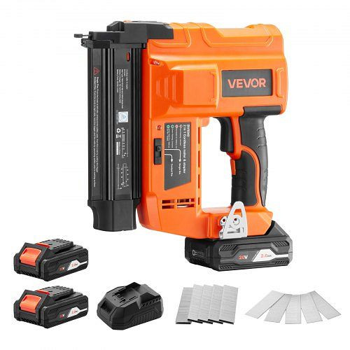 VEVOR 2 in 1 Akku-Nagler & Tacker 18 Gauge 20V, 100 Nägel/Min, inkl. 500 Nägeln & Klammern, 2x 2,0 Ah Akku & Ladegerät, DDBLDDQ2H12IQ39MP001V2
