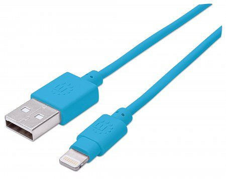 MANHATTAN iLynk Lightning auf USB Kabel für iPad/iPhone/iPod, A-Stecker / Lightning-Stecker, 1 m, blau, 391467