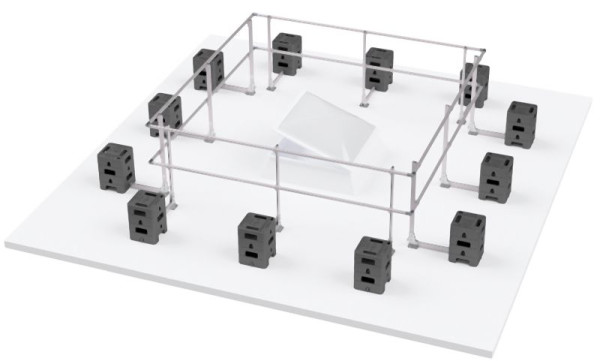 HYMER HYGHTS Geländersystem, Lichtkuppelumwehrung ohne Durchgangssperre, ISO 14122-3 & NF E85-015, 3x3 Meter, 33510303