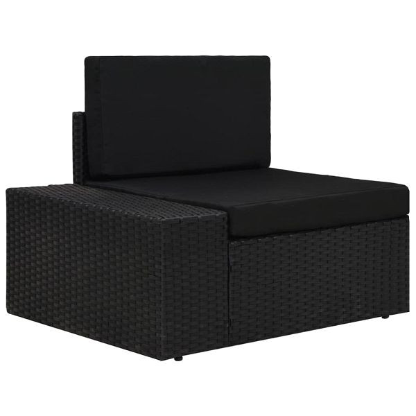 vidaXL Modulares Sofa-Eckteil mit Armlehne (rechts) Poly Rattan Schwarz, 49500