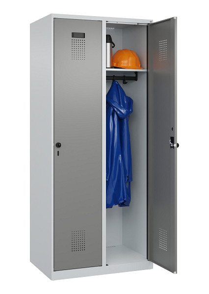 C+P Spind Evolo PLUS, 2 Abteile, 1850x800x500mm, 7035/0004, Verschluss Drehriegel, Ablageböden 2, 049000-22 S10014