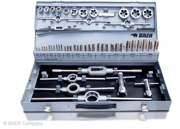 BAER SET HSSE EDELSTAHL Handgewindebohrer / Schneideisen / Werkzeuge: M 3 - 20, 10360009146VA