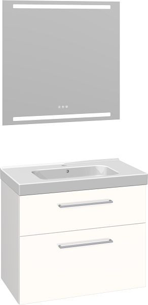 Dansani Luna 81 cm Menuet Set mit Spiegel, Weiß Hochglanz, LU-561230