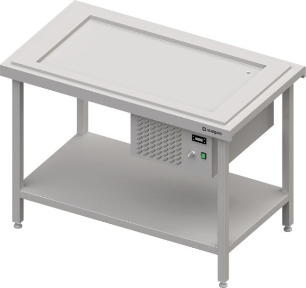 Stalgast Edelstahl Kaltausgabe mit einer Kühlplatte 3x GN1/1, 1245x750x880, Granitabdeckung "Standard G1", CF12204