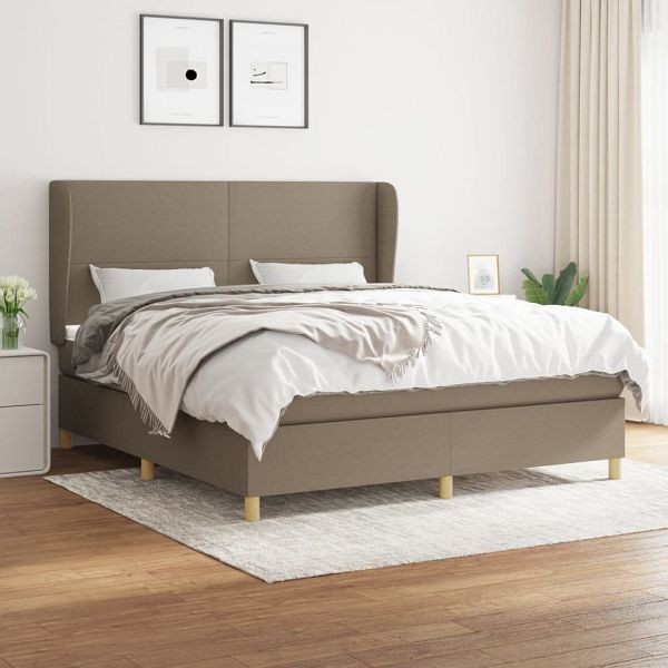 vidaXL Boxspringbett mit Matratze Taupe 160x200 cm Stoff, 3128377