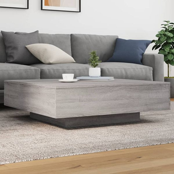 vidaXL Couchtisch mit LED-Leuchten Grau Sonoma 100x100x31 cm, 836607