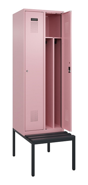 C+P Spind Evolo PLUS, 2 Abteile, 2120x600x815mm, 3015/3015, Zylinderschloss, Material Sitzfläche Kunststoff, Sitzbank, 0490507-20F S10104