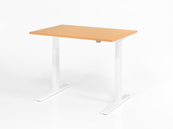 Hammerbacher Schreibtisch XMKA12, 120 x 80 cm, Platte: Buche, 25 mm dick, ABS-Dickkante, Rechteckform, Weiß, VXMKA12/6/W
