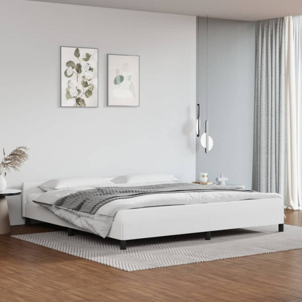 vidaXL Bettgestell mit Kopfteil Weiß 200x200 cm Kunstleder, 347520