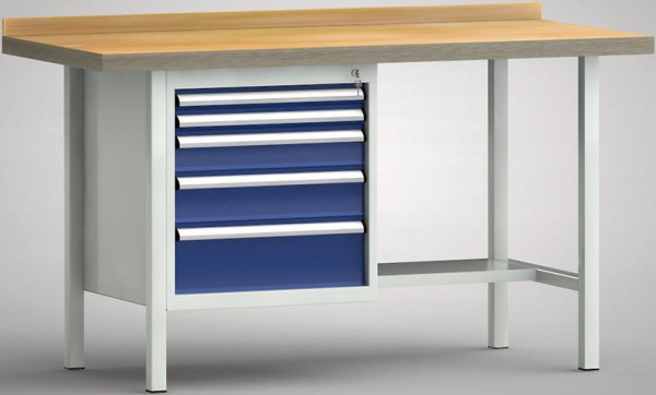 KLW Profi-Werkbank - 1500 x 700 x 905 mm L x T x H (ERGO-Version), links 50EA/50EA/100EA/125EA/175EA, WP118E-1500M45-E7028