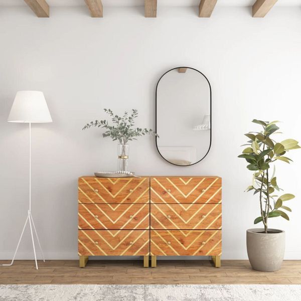 vidaXL Beistellschränke 2 Stück Braun & Schwarz 60x33,5x75 cm Mangoholz, 3206281