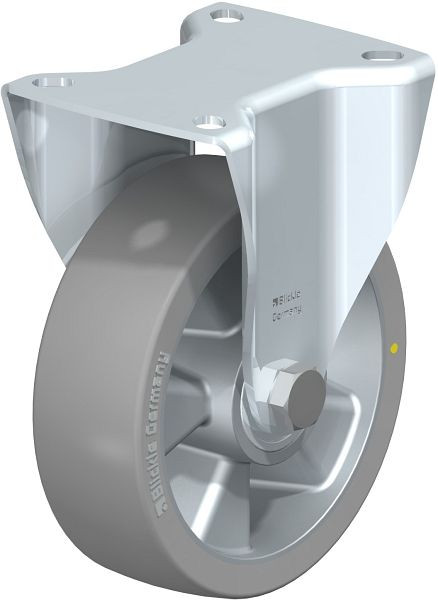 Blickle BK-ALTH 125K-1-AS Stahlblech-Bockrolle, schwere Ausführung, mit Anschraubplatte, Blickle Extrathane®, Grau, 650523