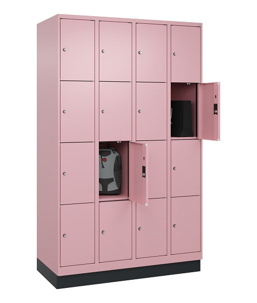 C+P Schließfachschrank Evolo PLUS, mit Sockel, 16 Fächer, 1950x1200x500mm, 3015/3015 Hellrosa, 049020-404 S10024