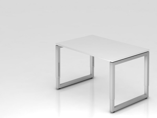 Hammerbacher Schreibtisch O-Fuß eckig 120x80cm Weiß, Rechteckform mit schwebender Tischplatte, VRS12/W/S