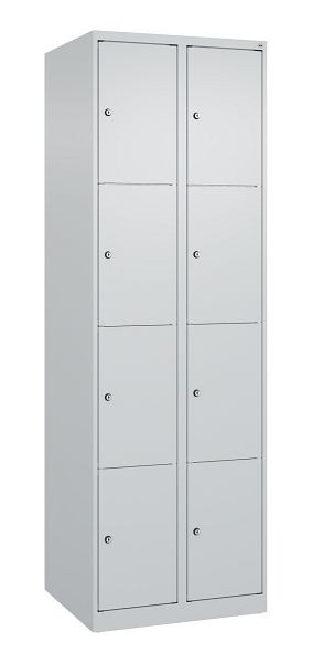 C+P Schließfachschrank Classic PLUS, 2 Abteile mit je 4 Fächern, 1850x600x500mm, 7035/7035, 080000-204 S10008