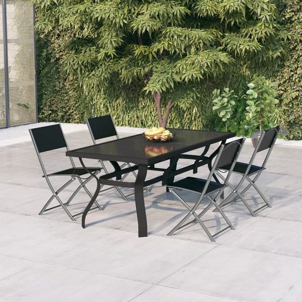 vidaXL 5-teilig Garten-Essgruppe Grau und Schwarz, 3102920