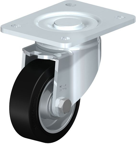 Blickle LH-ALEV 100K-3-SG Stahlblech-Lenkrolle, Schwerlast-Ausführung, mit Anschraubplatte, Elastik-Vollgummi, Grau, 749963