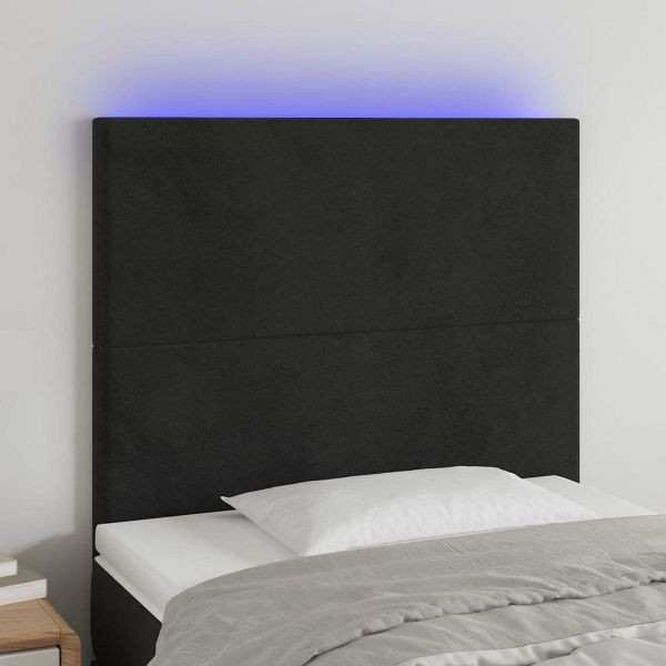 vidaXL LED Kopfteil Schwarz 100x5x118/128 cm Samt, 3122188
