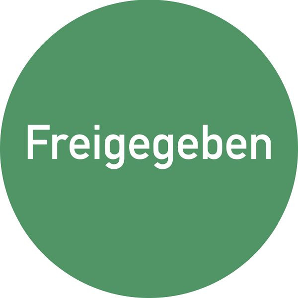 Moedel Freigegeben, Folie, wiederablösbar, Ø 35 mm, VE: 500 Stück/Rolle, 99771