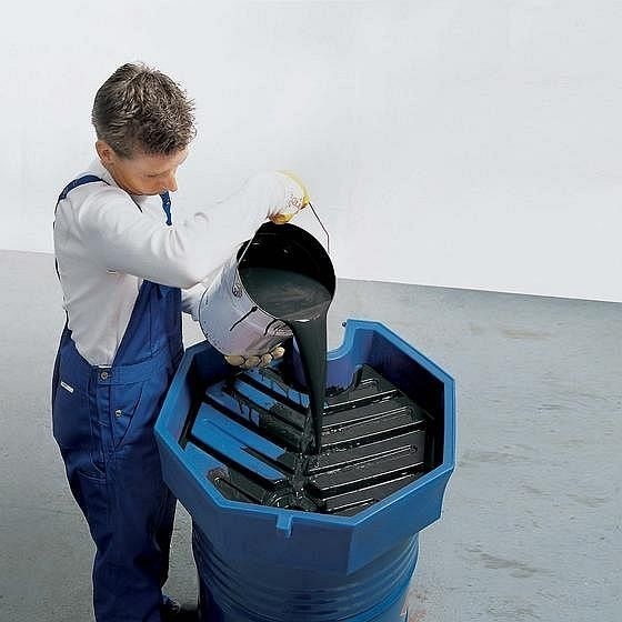 asecos Fasstrichter Fasszubehör aus Polyethylen, mit hohem Rand, mit Sieb, 11309