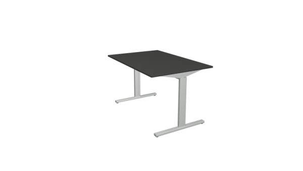 Kerkmann Schreibtisch Form 2 - B 1200 x T 800 x H 700-820 mm mit T-Fuß-Gestell in alusilber, anthrazit, 11020413