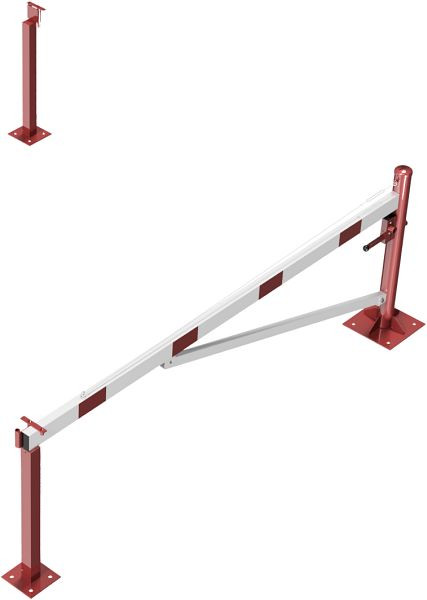 Schake Drehschranke 3,00m, mit Dreikantverschluss, mit Seilzugverstärkung, Drehpfosten: Ø 102mm, 2 Stück Auflagepfosten 70x70mm, zum Aufduebeln, 4213_30FBP