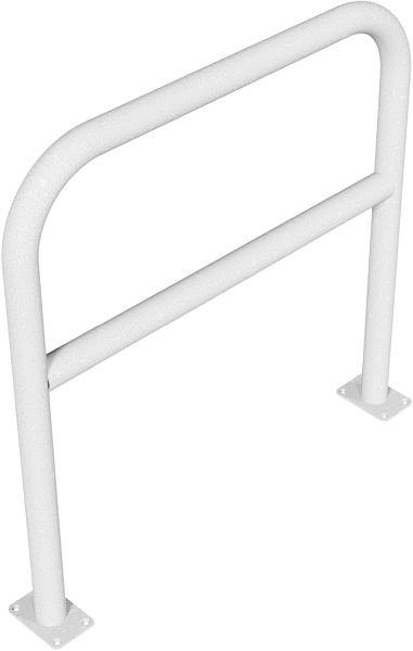 Schake Abweisebügel aus Stahlrohr Ø 60 x 2,5 mm Breite: 1000 mm, Gesamthöhe: 1000 mm mit Querholm, feuerverzinkt zum Aufdübeln, 465_62