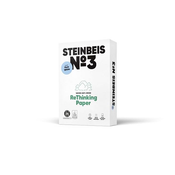 Steinbeis No. 3 - Pure White - Recyclingpapier, A3, 80g, weiß, 500 Blatt, K1606666080B