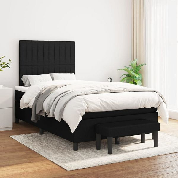 vidaXL Boxspringbett mit Matratze Schwarz 120x200 cm Stoff, 3136743