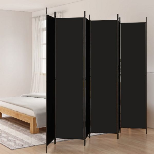 vidaXL 6-teilig Paravent Schwarz 300x220 cm Stoff, 350209