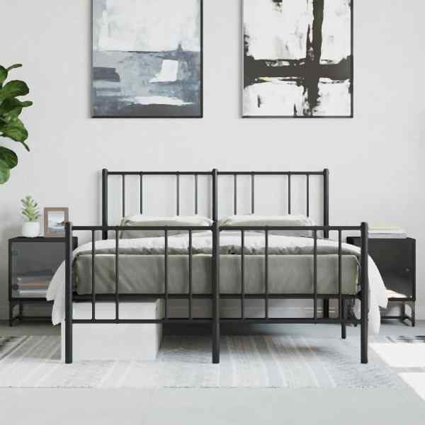 vidaXL Nachttische mit Glastüren 2 Stück Schwarz 35x37x50 cm, 836521