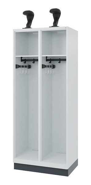 C+P Feuerwehrspind Evolo, Modell EXPERT, 2 Abteile, H1850B800T500 mm, Lichtgrau, Sockel, 0491015-22 S10052