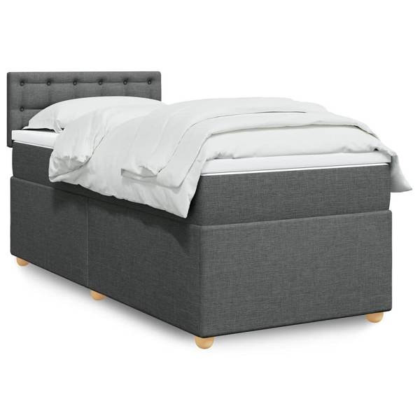 vidaXL Boxspringbett mit Matratze Dunkelgrau 90x200 cm Stoff, 3286578