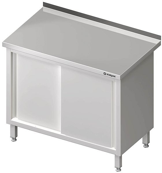 Stalgast Arbeitsschrank mit Schiebetüren, 1400x700x850 mm, ohne Aufkantung, verschweißt, VAS14702