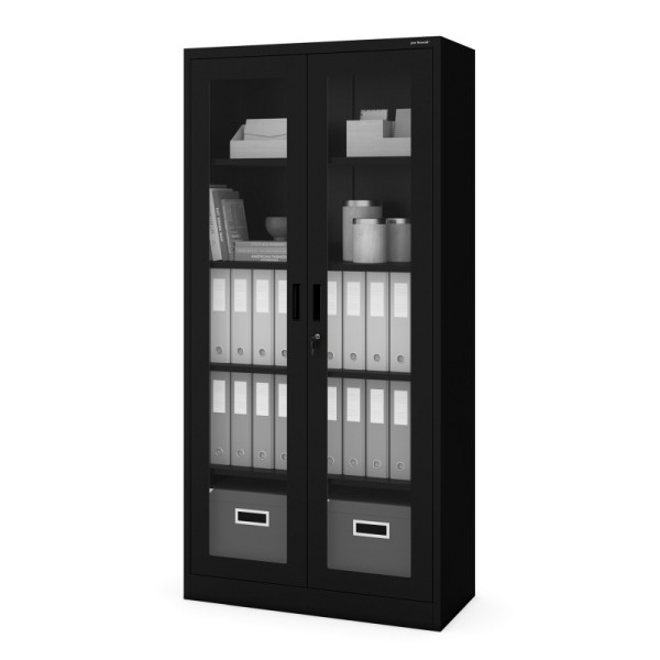 Jan Nowak Vitrinenschrank AMELIA, 900 x 1850 x 400 mm, schwarz, 1817