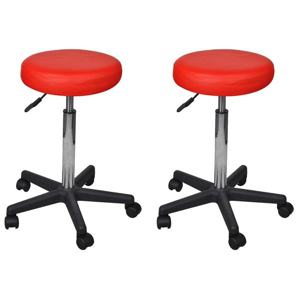 vidaXL Bürohocker 2 Stück Rot 35,5x84 cm Kunstleder, 277177