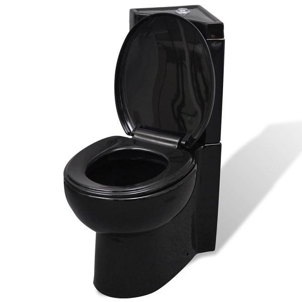vidaXL Toilette für Ecke Keramik Schwarz, 141134