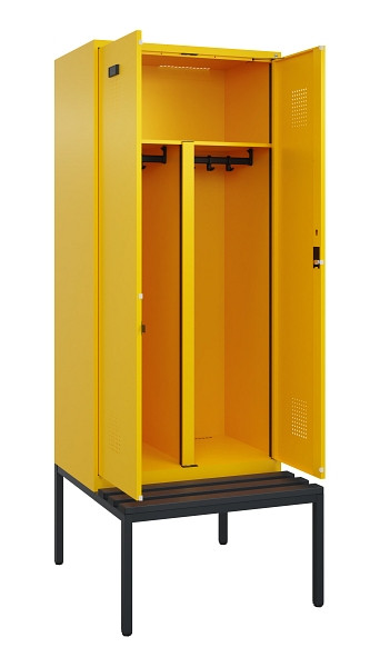 C+P PSA Doppel-Spind Evolo PLUS, Bank, 2 Abteile, 2120x800x815mm, 1023/1023, Zylinderschloss, Sitzfläche Kunststoff, Sitzbank, 0490527-22P S10102