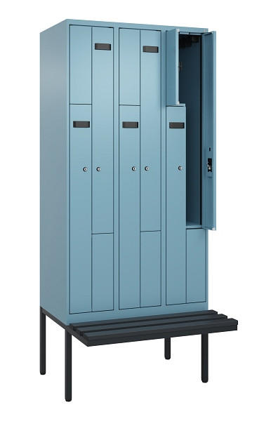 C+P Z-Spind Evolo PLUS, Bank, 6 Fächer, 2120x900x815mm, 0010/0010, Zylinderschloss, Material Sitzfläche Kunststoff, 0490437-306 S10102