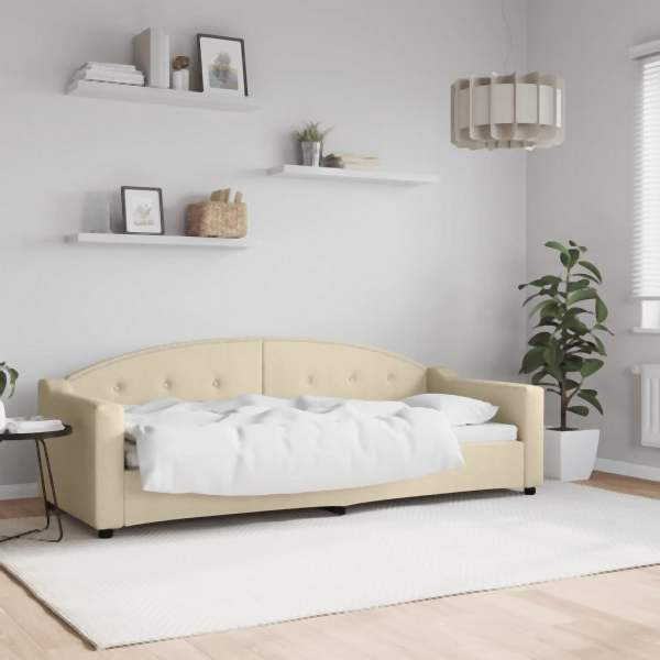 vidaXL Tagesbett Creme 80x200 cm Stoff, Massivholz, 354182