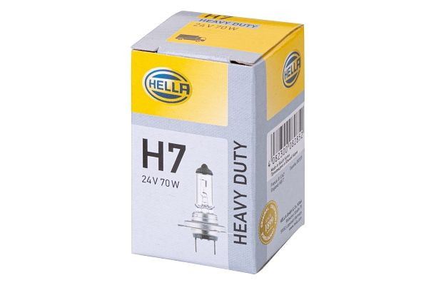 HELLA Halogen-Glühlampe, H7, Heavy Duty, 24V, 70W, Sockelausführung Glühlampe: PX26d, Schachtel, 8GH 007 157-241