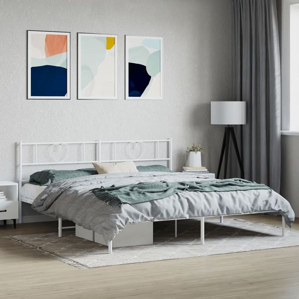 vidaXL Bettgestell mit Kopfteil Metall Weiß 193x203 cm, 355518