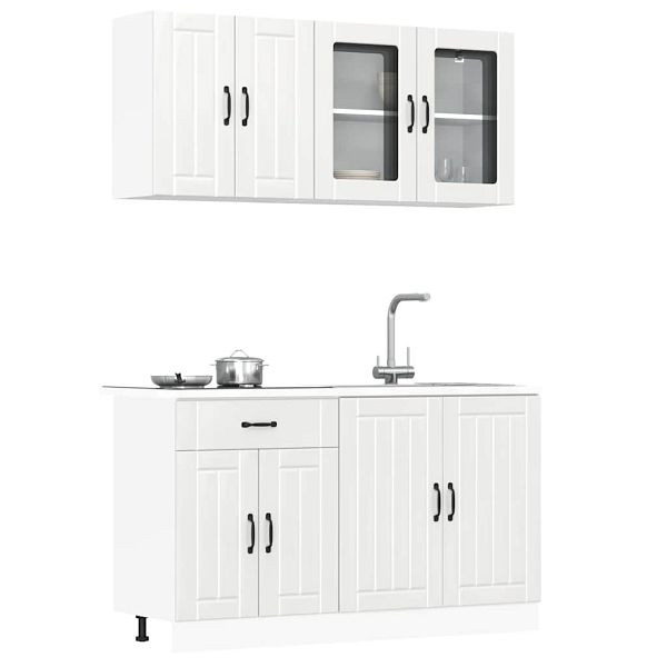 vidaXL 4-tlg. Küchenschrank-Set Kalmar Hochglanz-Weiß Holzwerkstoff, 3314863
