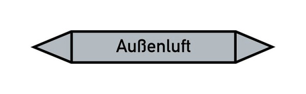 Schilder Klar Rohrleitungskennzeichen Außenluft, 187x26 mm Folie selbstklebend, 101505/61