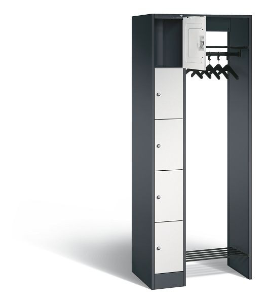 C+P Offene Garderobe Serie 8070, H1950xB740xT480mm, Farbe: Schwarzgrau / Lichtgrau, 80700-00 S10039