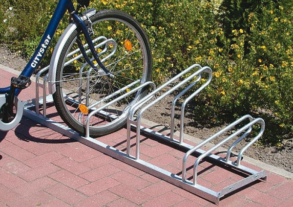 Rasti NIL Fahrradständer, 6er Stand, einseitige Ausführung, Bügelmix im Wechsel für Mountain-Bikes und normale Räder, Radabstand 350 mm, F02350