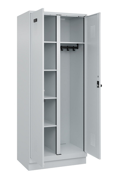C+P Wäsche-/Garderobenspind Evolo PLUS, mit Sockel, 2 Abteile, 1950x800x500mm, 7035, RAL 7035 Lichtgrau, Drehriegel, 049620-22 S10013